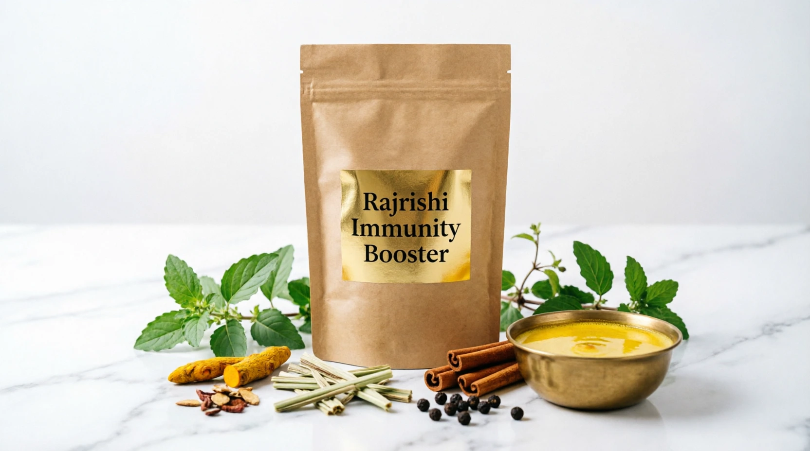 Rajrishi Immunity Booster Ayurvedic Kadha Mix with Tulsi Giloy Ashwagandha for Strong Immunity and Natural Defense